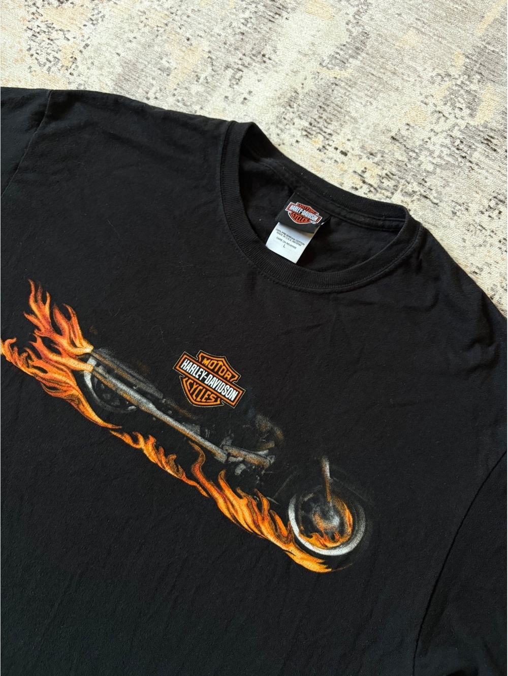 Harley Davidson flames tee large black